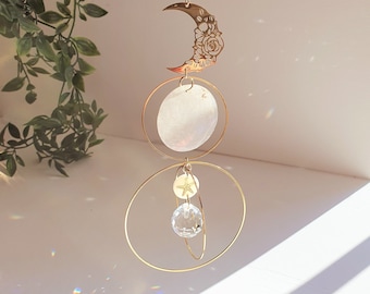 Attrape-soleil Cristal et Lune PEGASE - Décoration Bohème  - Cadeau pour la maison - Fait Main