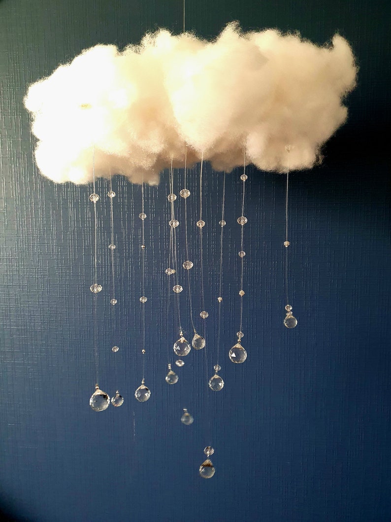 CLOUD Cloud mobile with sun-catching crystals, magical decoration for bedroom or living room Celestial Decor image 6