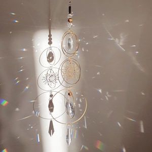 Large Tiger&#39;s Eye Crystal Suncatcher - Feng Shui Sun catcher - Hanging Decoration - Unique Handmade Gift - Rainbow Maker