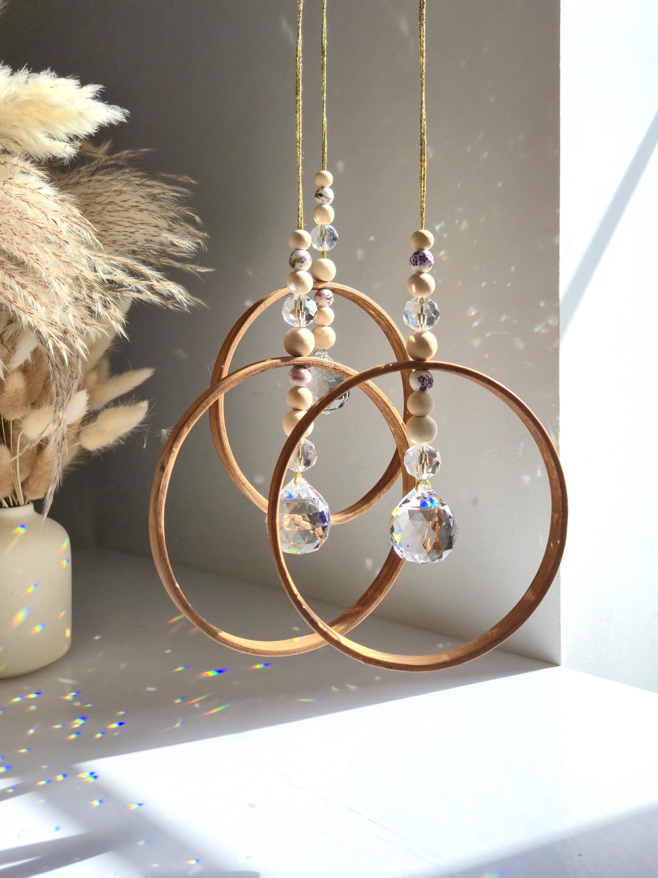 POLARIS - Crystal Suncatcher - Pastel Rainbow Prism Mobile - Feng Shui Nursery Decor - Handmade Boho Light Catcher - Baby Shower Gift
