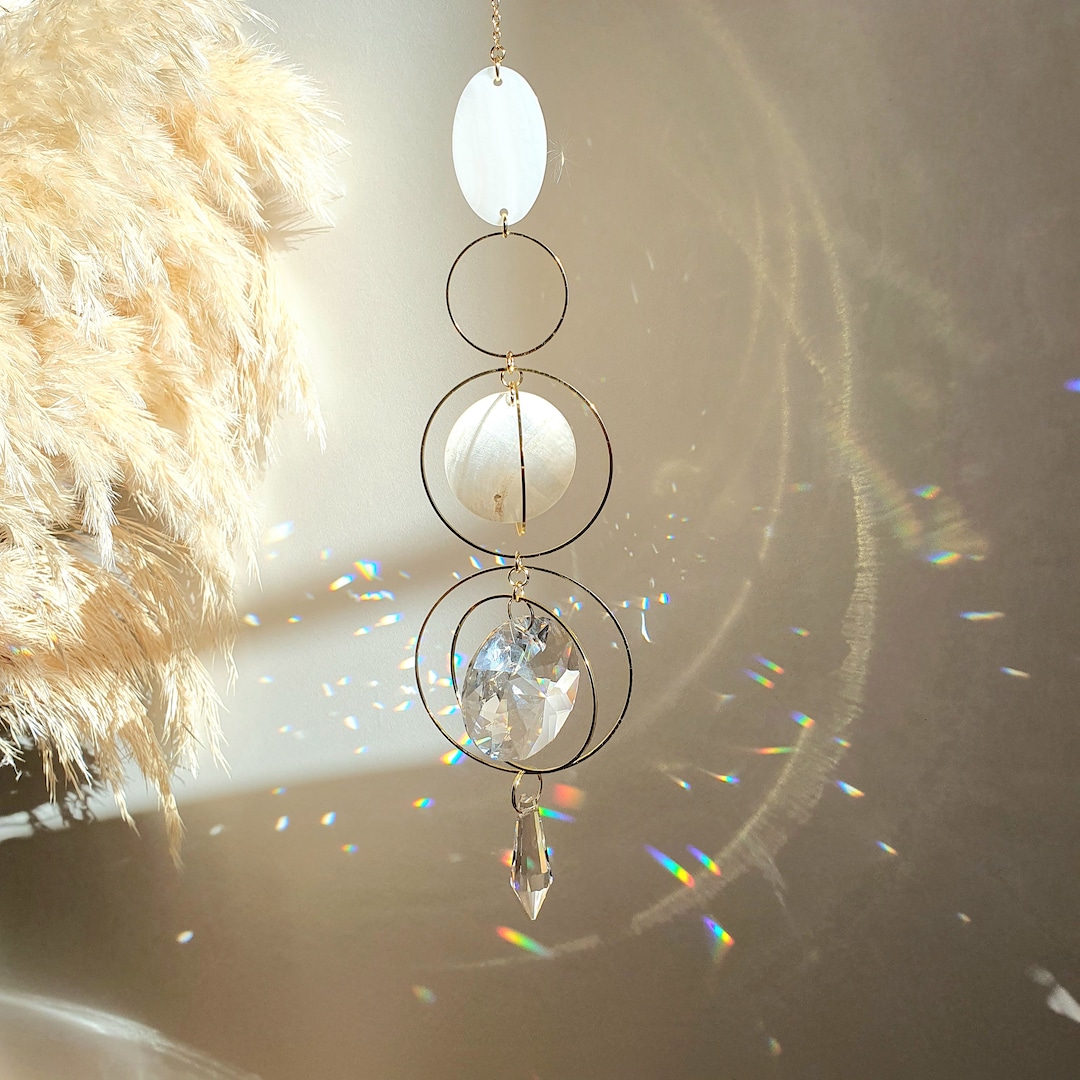 Handmade Crystal Suncatcher TROPICAL – Boho Chic Rainbow Maker – Window ...