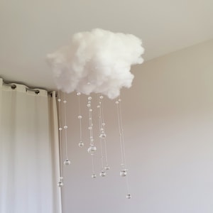 CLOUD Cloud mobile with sun-catching crystals, magical decoration for bedroom or living room - Celestial Decor