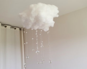 CLOUD Mobile cloud with crystals catching sun, magical decoration of room or living room - magical décor