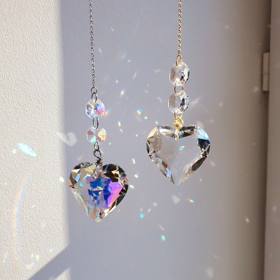 Attrape-soleil cœur en cristal – Prisme arc-en-ciel pour fenêtre - Home feng shui