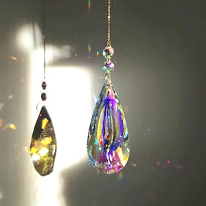 Aurora Borealis Crystal Prism Suncatcher - Large XXL 120mm Teardrop Suncatcher - Autumn Hanging Decoration