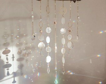 Grand Mobile Bohème En bois et cristal Suncatcher - Décoration Boho Chic - Home Decor - Handmade