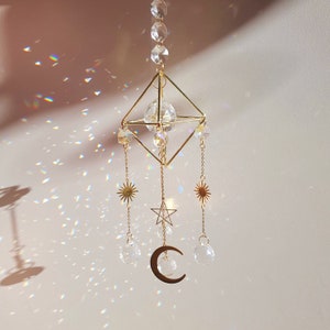 JUPITER Rainbow crystal sun catcher suspended in a Himeli - Celestial decoration - Gift idea