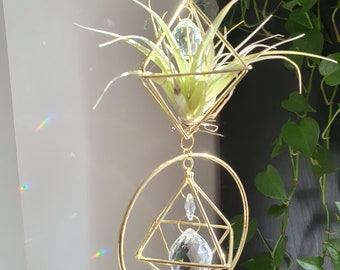 Crystal Suncatcher with Tillandsia - Home Decor - Plant Suncatcher - Hanging Decoration