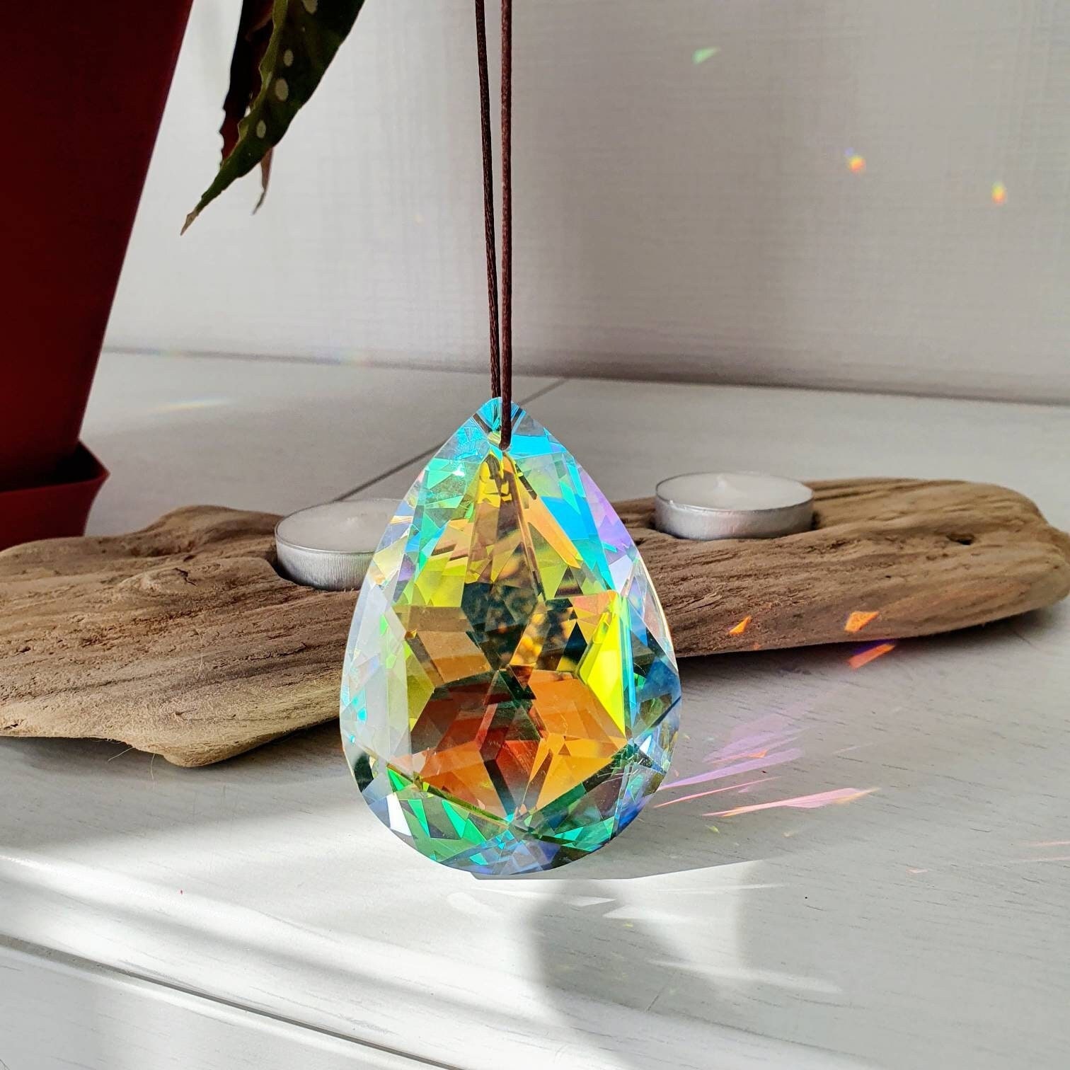 Ensemble 3 , Attrape Soleil Cristal,Verre Clair Prisme Fleur de Vie  Pendentif Décoration de la Maison