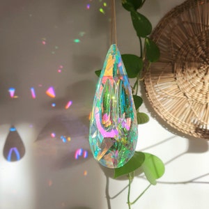 Suncatcher Aurora Borealis crystal prism - Large XXL drop-shaped sun catcher 120 mm - Hanging decoration