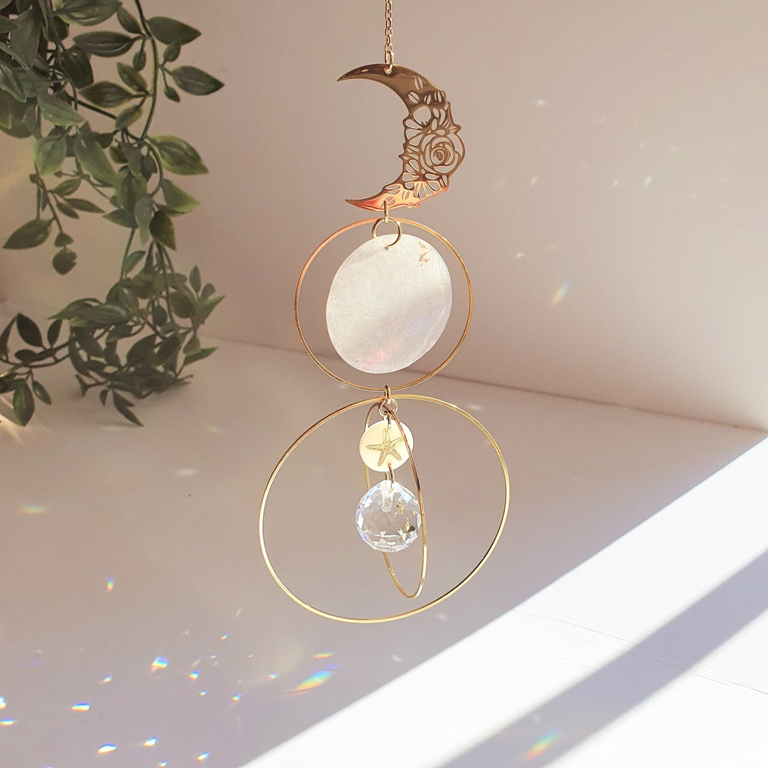 Crystal Moon Suncatcher PEGASE – Bohemian Rainbow Maker – Celestial ...