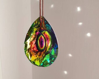 Prism suncatcher Crystal - Multicolor - Large sun catcher - Mobile Feng shui - Rainbow decor