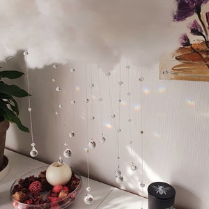 CLOUD Cloud mobile with sun-catching crystals, magical decoration for bedroom or living room Celestial Decor image 8