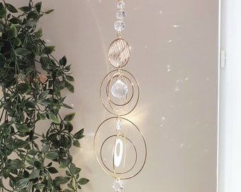 Grand Suncatcher L'ETERNEL -  Cristal attrape-soleil  et nacre-  Home decor - Cadeau de la maison - Rainbow Deco