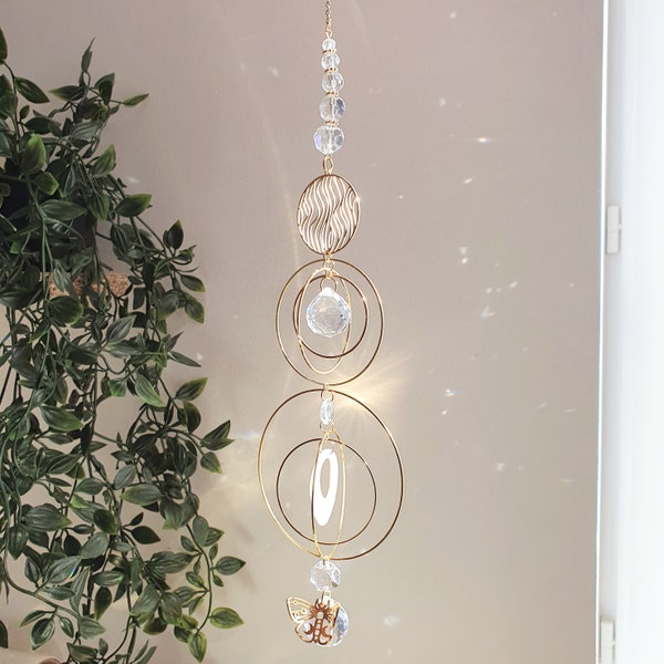 Large Suncatcher THE ETERNAL - Suncatcher crystal and mother-of-pearl - Home decor - Home gift - Rainbow Deco