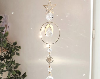 Suncatcher Moon Star and Sun MINISTAR - Crystal Suncatcher - Moon and Stars - Gift for Her