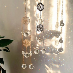 BAROQUE Sun catcher in brass and crystal - Home decor - Handmade sun catcher