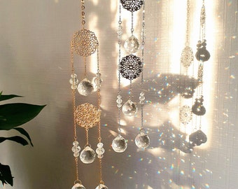 BAROQUE Sun catcher in brass and crystal - Home decor - Handmade sun catcher