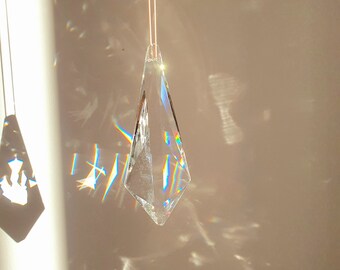 Grand Cristal Attrape-soleil, Attrape Lumière en forme de flèche XXL 120 mm attrape soleil arc en ciel
