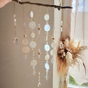 Large Boho Mobile Wooden and Crystal Suncatcher Boho Chic Decoration Home Decor Handmade image 5