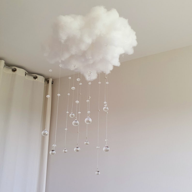 CLOUD Cloud mobile with sun-catching crystals, magical decoration for bedroom or living room Celestial Decor image 3