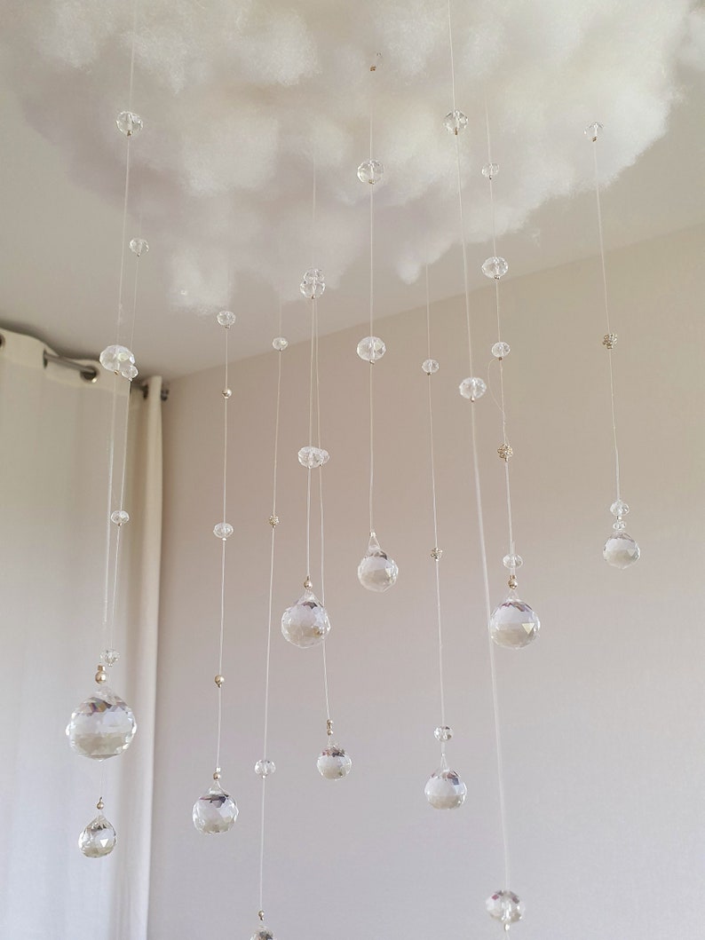 CLOUD Cloud mobile with sun-catching crystals, magical decoration for bedroom or living room Celestial Decor image 2