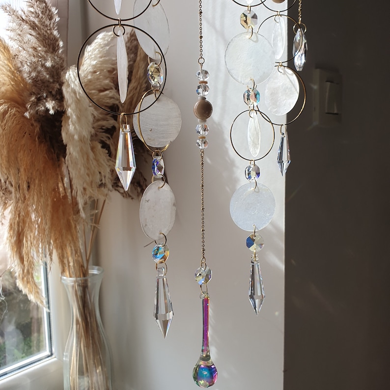 Large Boho Mobile Wooden and Crystal Suncatcher Boho Chic Decoration Home Decor Handmade image 8