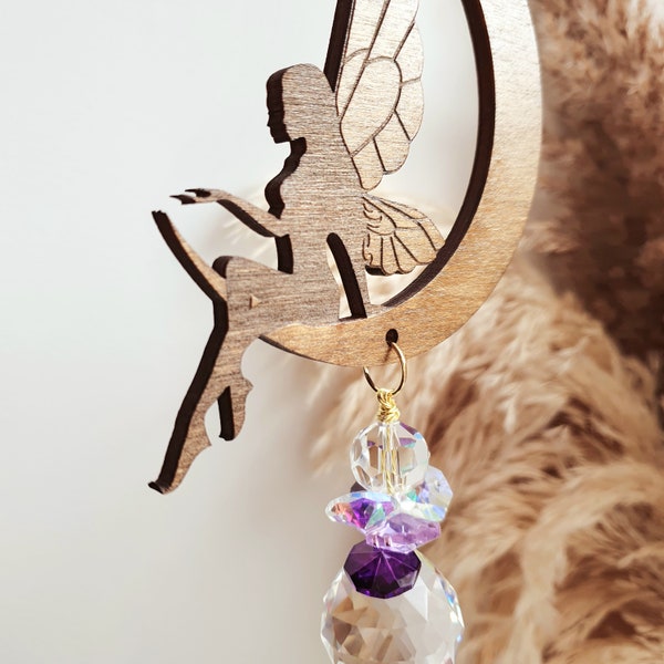 Suncatcher fée et cristal Feng Shui - Décoration de la maison magique - Cadeau original pour Noël