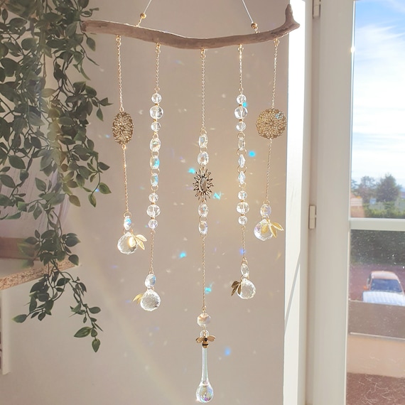 Atrapasoles Cristal Colgante, Suncatcher Crystal Con Doble Espiral