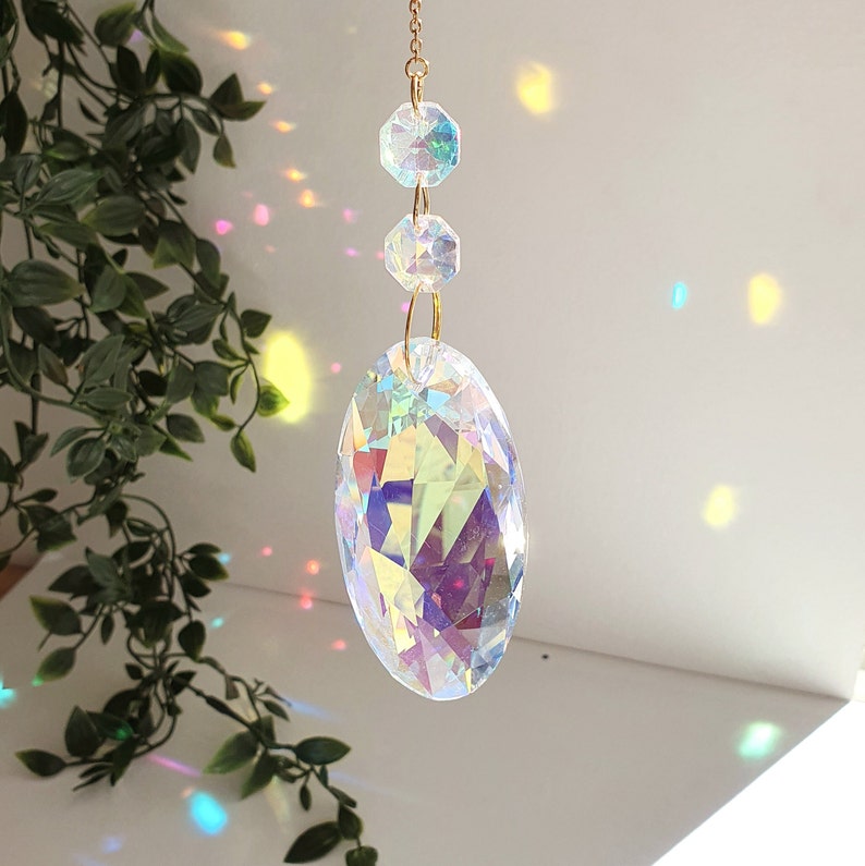 Large Suncatcher Aurora Borealis Rainbow Prism Rainbow decor Window decoration image 1