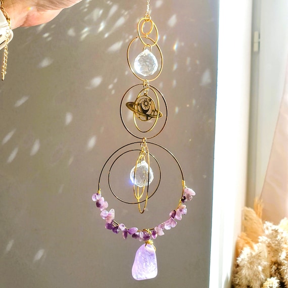 Attrape-soleil En Cristal K9 - Arbre De Vie Et Améthyste, 33 Cm, Prisme Arc-en-ciel - Décoration Fenêtre, Maison, Voiture