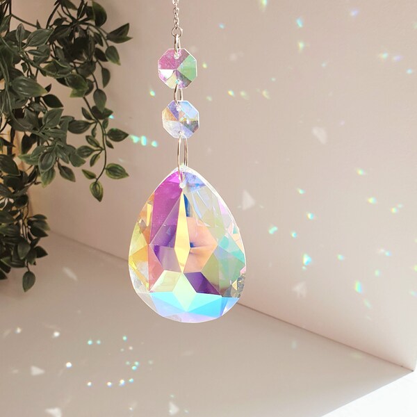 Suncatcher Aurora Borealis large size - Rainbow prism - Feng Shui sun catcher - Rainbow decor