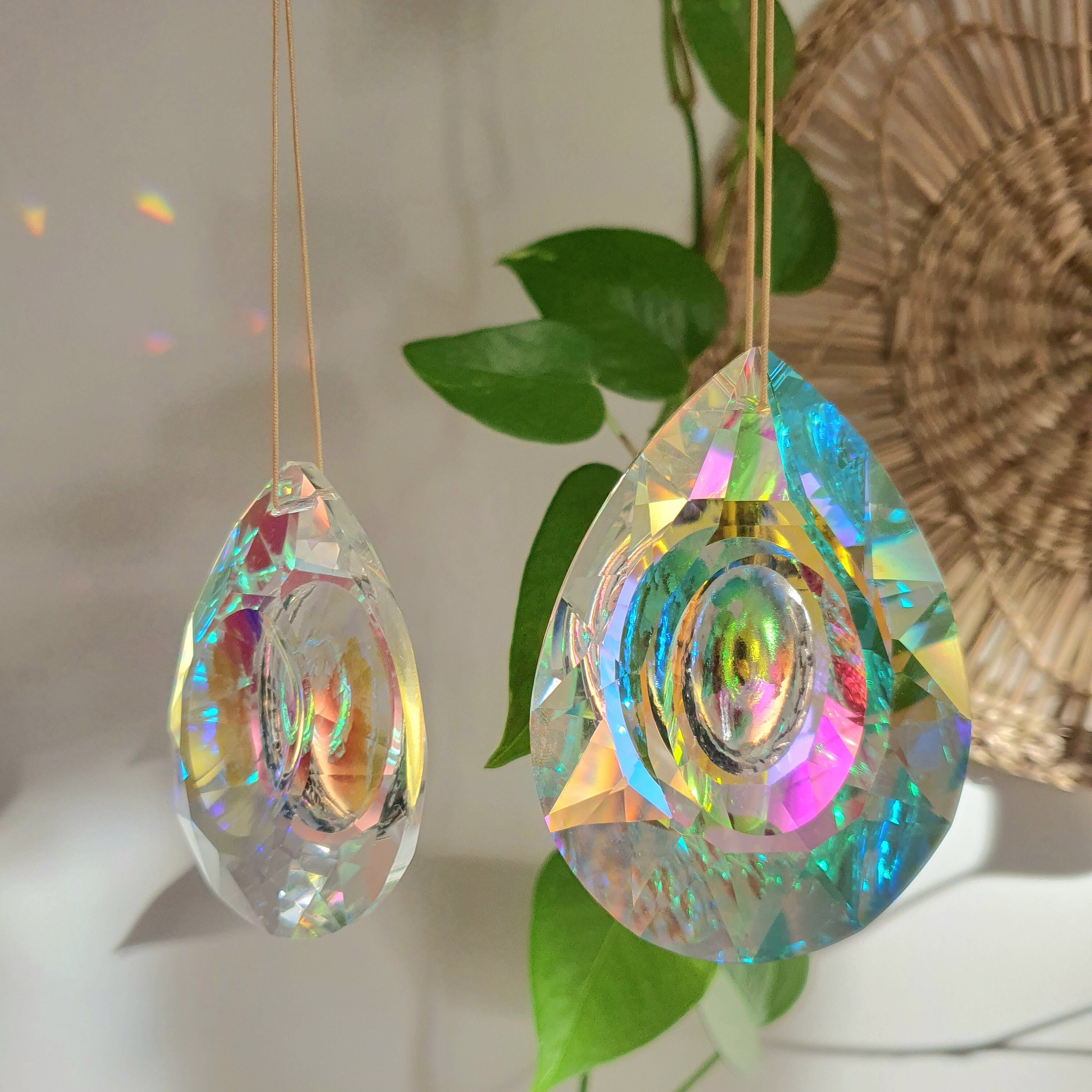 Feng Shui Crystal Round and Flat Shape of 60 Mm Feng Shui Mobile Suncatcher  