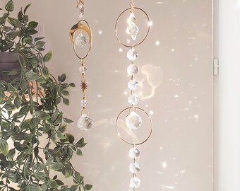 Set of CELESTIAL COMETE and MINISTAR Suncatchers - Home Decor - Moon and Stars - Handmade - Gift for Her