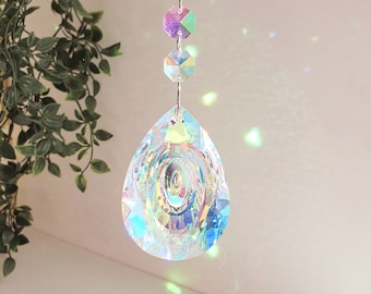 Large Suncatcher - Aurora Boreal Prism - Feng Shui Crystal - Boho Rainbow - Hanging Decoration