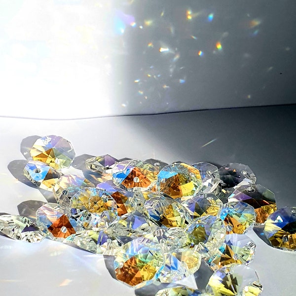 DIY Suncatcher - Cristal Attrape soleil  - Prisme arc en ciel - Perles cristal octogonales 2 trous - Home decor do it yourself