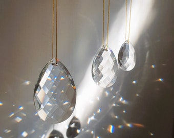 DIY Suncatcher - Cristal Attrape soleil  - Prisme solaire en forme de goutte - Fourniture pour Mobile Feng Shui - Décoration à suspendre