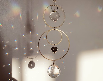 Suncatcher Mini LOVE - Décor Bohème avec Cristal Feng Shui - Cadeau Unique pour Femme - Fabriqué en France