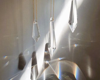 DIY Suncatcher - Cristal Attrape soleil  - Prisme arc en ciel  en forme de lustre - Pendule - Décoration Feng Shui à suspendre