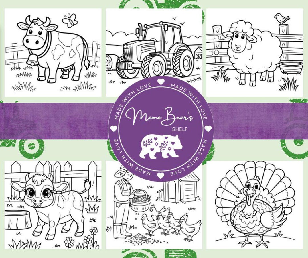 Bold and Easy Farm Animal Coloring Book Pages - Etsy