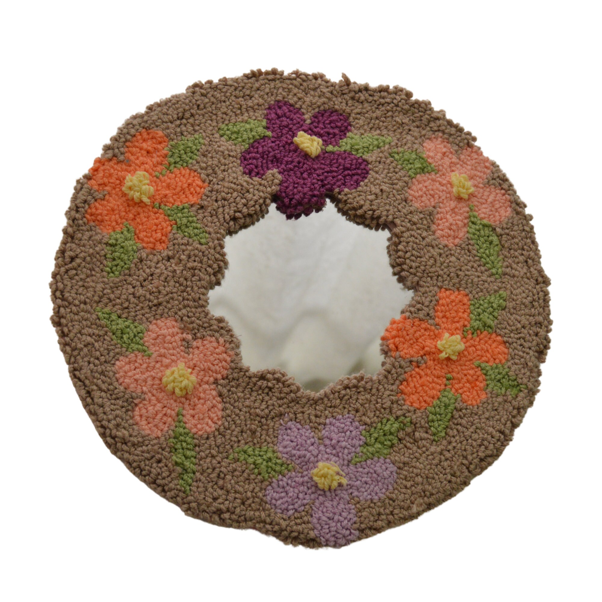 Espejo Flores en Punch Needle