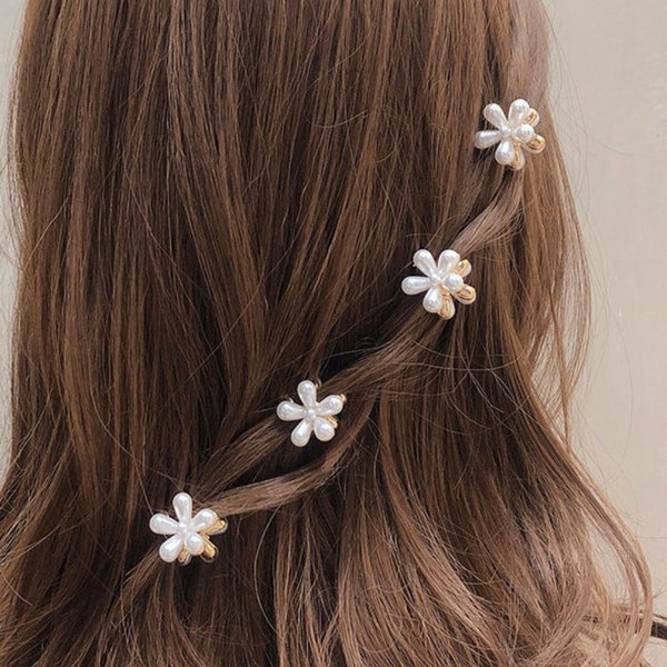 Lydia Flower Pearl Haar Clips, Mini Hair Claws, Bruids haaraccessoires Cadeau Idee, Bruid bruidsmeisje Haar Clips, Bruiloft Kapsel