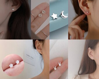 Silver Minimal Stud Earrings | Sterling Silver Earrings | 925 Silver Stud earrings | Everyday Earrings