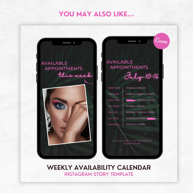 Instagram Story Calendar Template Tropical, Availability Schedule