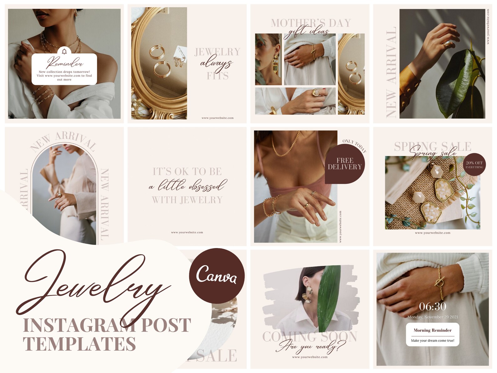 Jewelry Instagram Template Elegant, Instagram Post Templates Jewelry