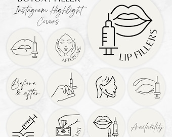 Botox und Filler Instagram Highlight Icons, Beige Nurse Injersey Highlight Vorlage, Medspa Instagram Highlight Covers, Botox Highlights IG
