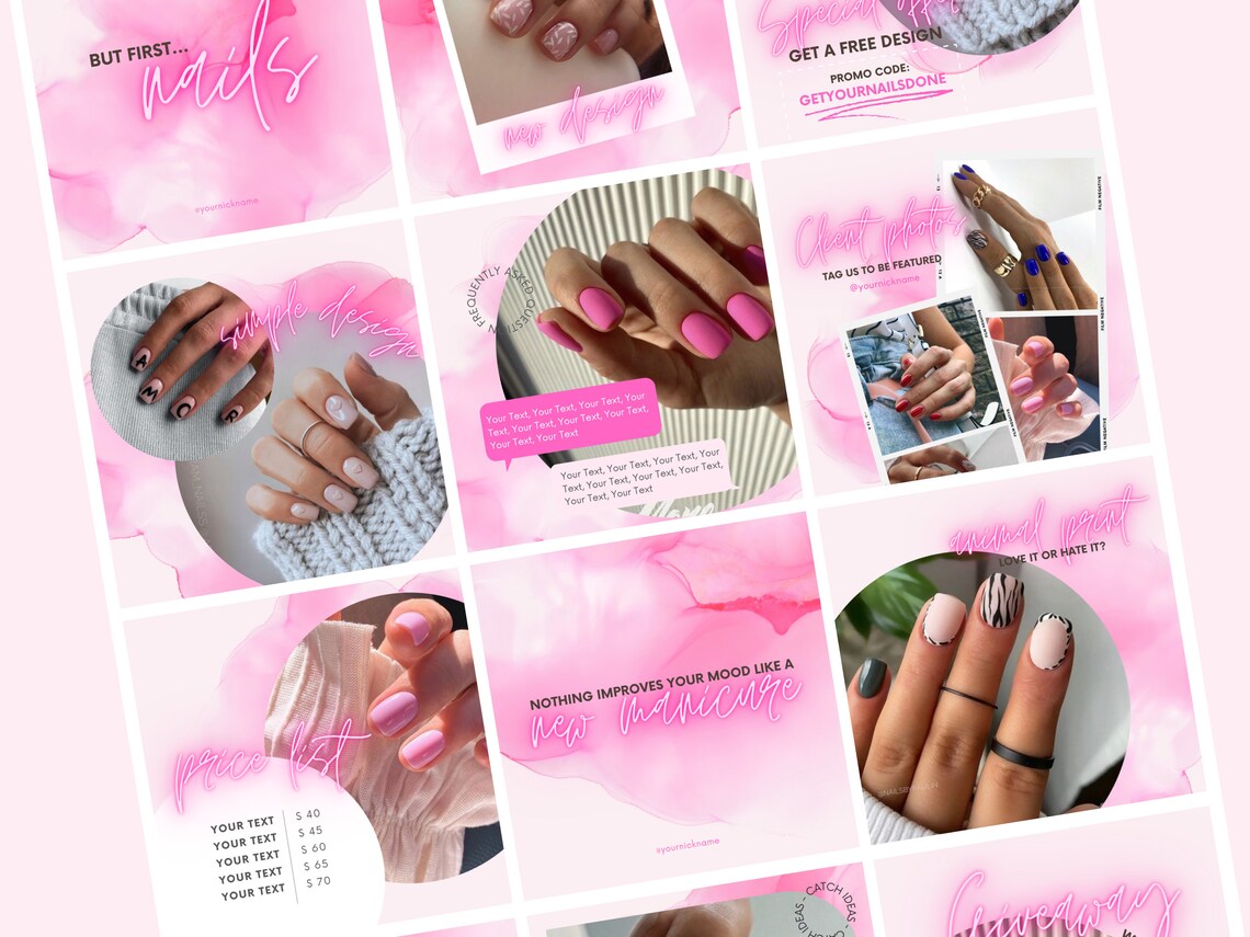 Nail Tech Instagram Post Nail Instagram Template Nail Salon Etsy