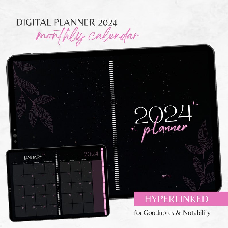 Digital Monthly Planner 2024, Calendar Goodnotes, Appointment Monthly