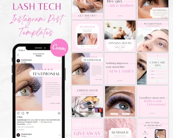 Lash Tech Instagram Post Templates: Pinke Lash Zitate (Digitaler Download)