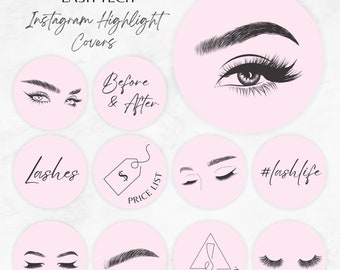 Icone in evidenza di Lash Tech su Instagram: Cover per ciglia rosa (download digitale)